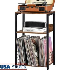 Vintage 3 Tier Record Player Stand Storage Shelf Vinyl Album Organizer Table New