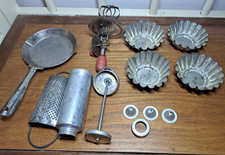 Vintage 50s Toy Kitchen Tools Betty Taplin Egg Beater Cake Decorator Grater Pan