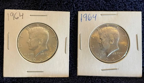 Lot of 2- Kennedy Silver Half Dollars 90% Silver $1 Face Value AU uncertified