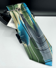 J. GARCIA Men's Polyester Tie  Tie Bar  Film Noir  NEW MSRP: 40.00