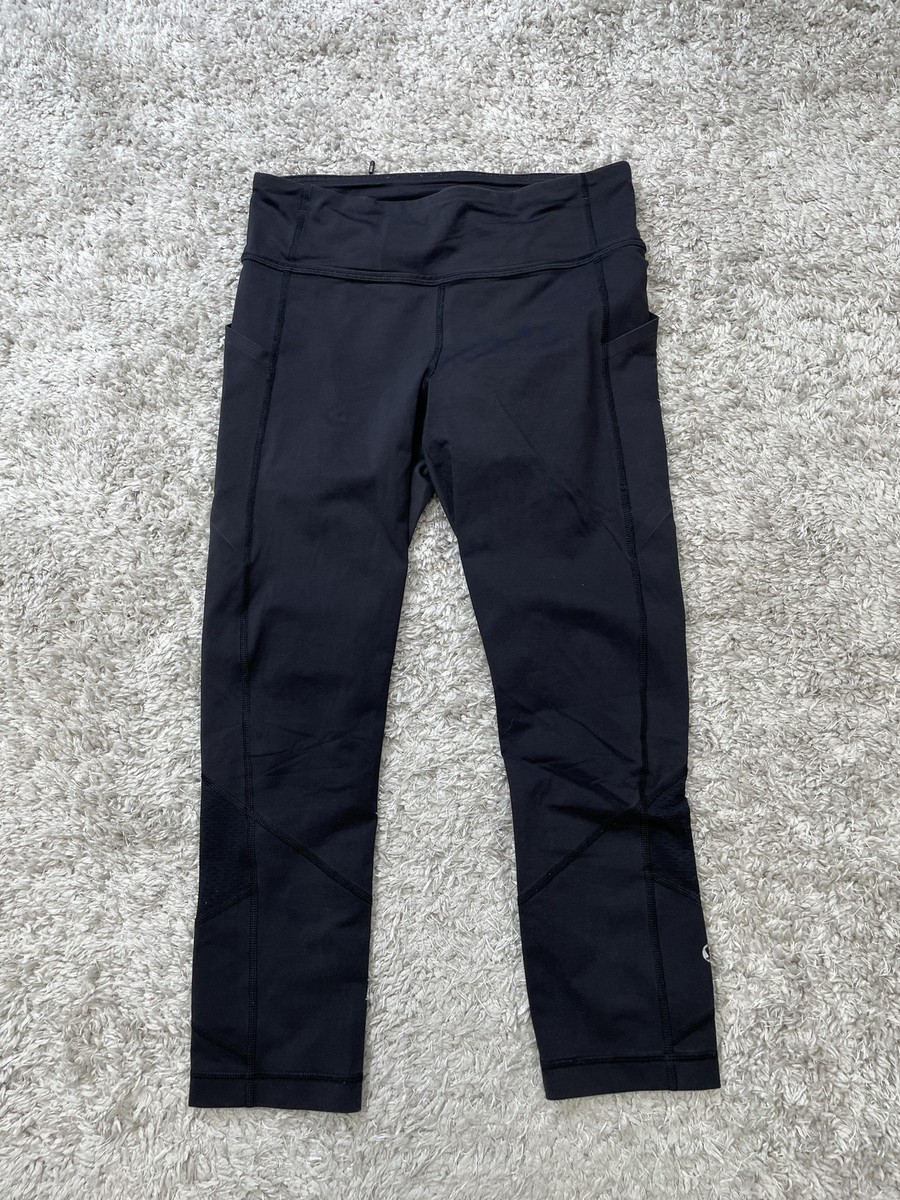 Lululemon Capri Leggings Womens Black Side Pocket High Rise