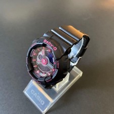 Casio Baby-G BA-111-1A Black  Neon Pink Analog-Digital Shock Resistant Used