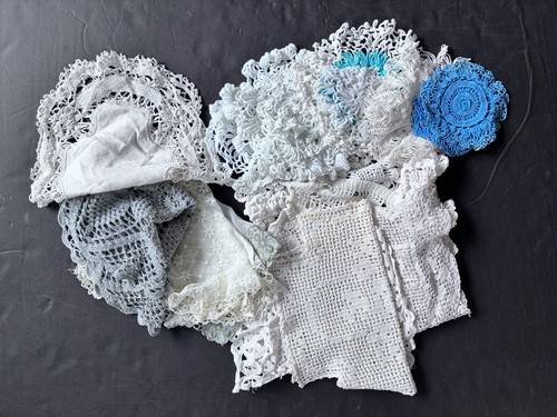 Lot of 31 Vintage Doilies Crochet, Lace etc. Various colors, sizes, shapes