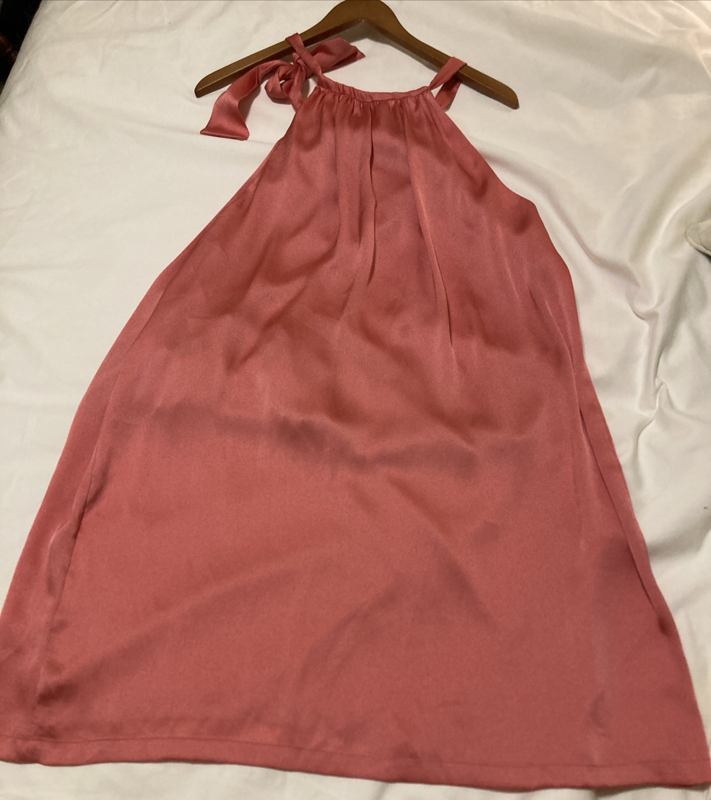 MNG By Mango Dress Women's Coral Halter Sleeveless Satin Lined Size 8 NEW thumbnail 5