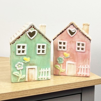 Moderne Wohnzimmer Ornamente 2er Set Keramik Landhaus Teelicht Kerzenhalter