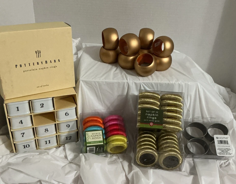 批量 餐巾戒指,奥黛丽,金色和亮纱包装,陶器谷仓,锡/镍 — 第 2/4 张图片