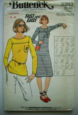 Pull over dress top Fast Easy dress pattern 5263 size 6  8 UNCUT
