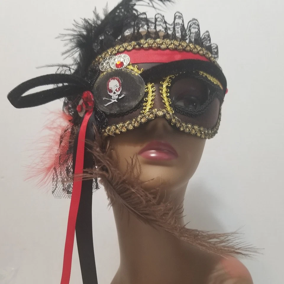 Mardi Gras Pirate Half Mask Carnival Masquerade Party Mask - Image 2 of 4