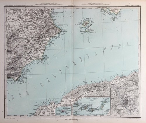 SÜDOSTSPANIEN, IBIZA, VALENCIA, original antike Karte, Stieler 1889 - Bild 2 von 4