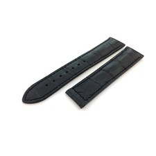 Black Croco Leather Strap Band fit OMEGA watches 19mm 20mm 22mm Deployment Clasp
