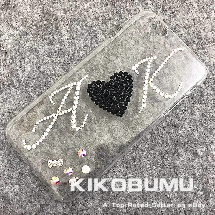 Funda Teléfono Personalizar Nombre Corazón Bling Logo Patrón Clase A Cristal Personalizar Foto 2 de 4