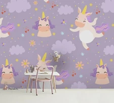 3D Unicorn Pattern Wallpaper Wall Mural Removable Self-adhesive Sticker 777