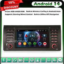 8-Core 64GB DAB+ Android 14 Car Stereo Sat Nav GPS for BMW X5 E53 CarPlay DAB+BT