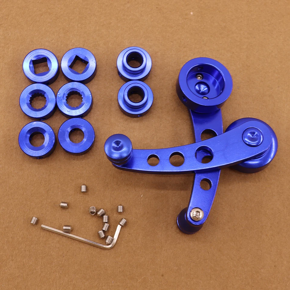 Manivela enrolladores de ventana de puerta manual interior de auto manivela aluminio azul universal Foto 2 de 4