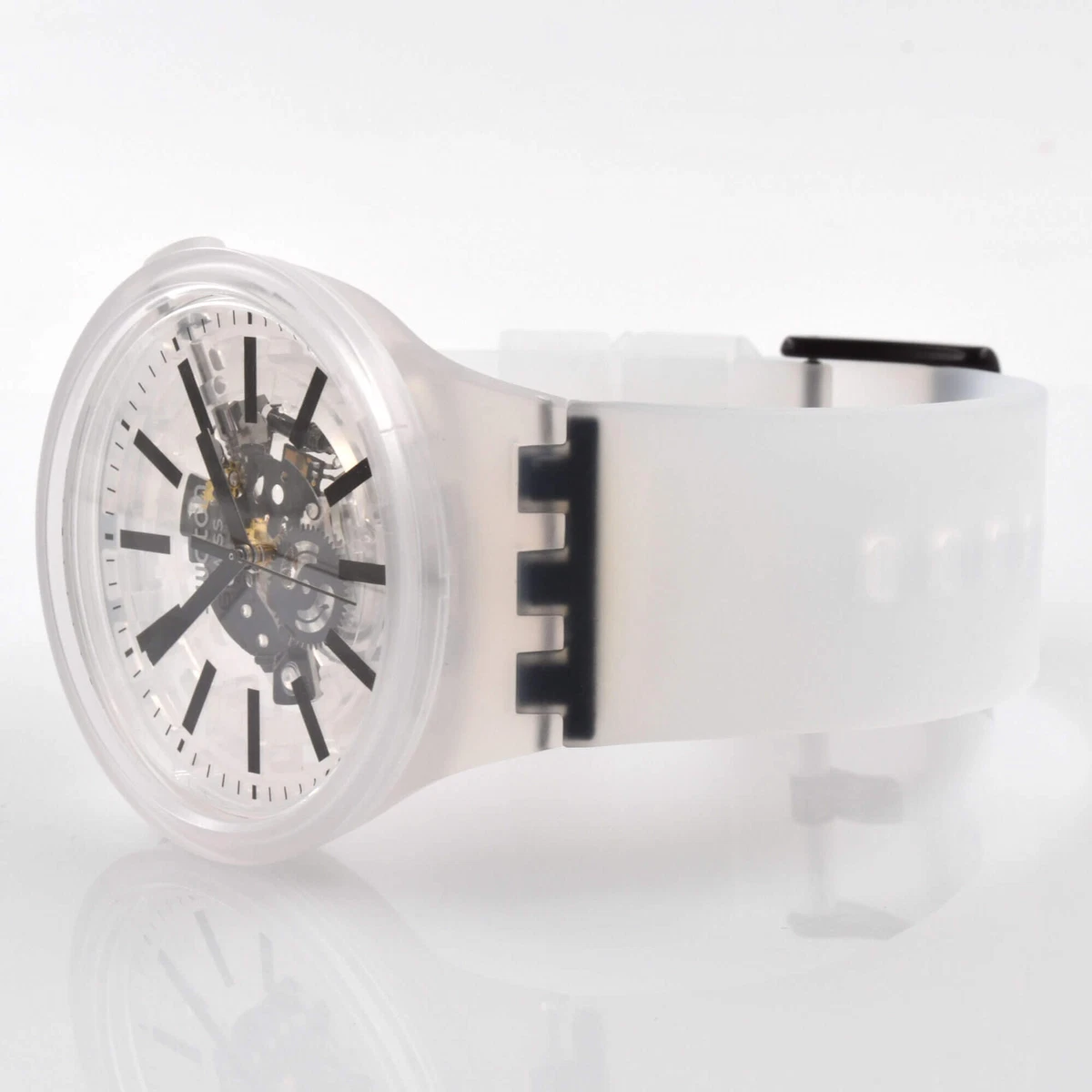 Swatch Unisex Watch Big Bold Blackinjelly Silicone Strap Skeleton