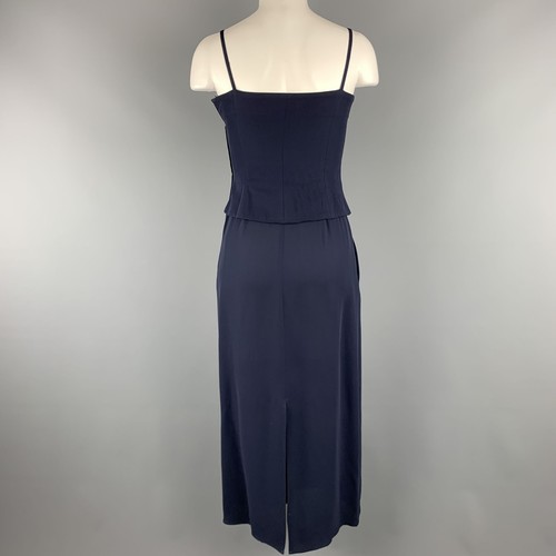 GIORGIO ARMANI Size 4 Navy Viscose Spaghetti Strap Buster Dress - Picture 5 of 6