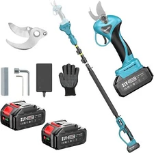 Cordless Pole Pruner Shears Seesii Electric Pruning Shear Max Reach 15FT 2x4.0Ah