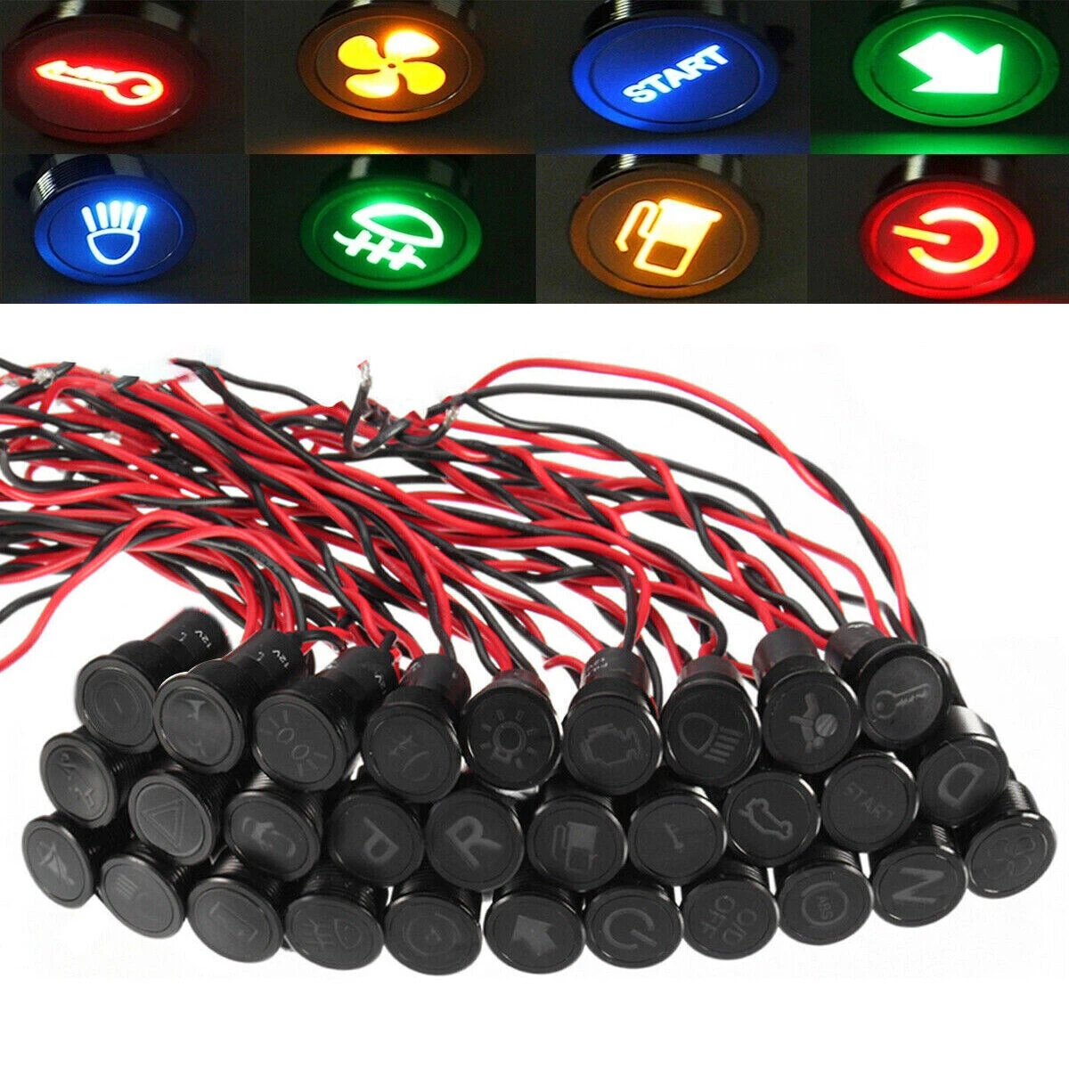 2 Luces LED De Advertencia Verde 12V - Perfectas Para Tablero De Coche, Furgoneta O Barco
