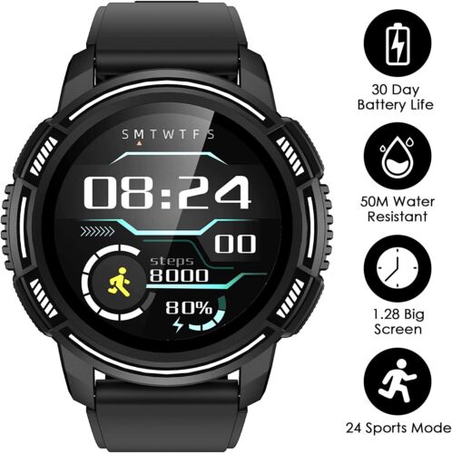 The Watch Can Save Life 1.28” Self Monitor Blood Oxygen Pressure Heart Sport etc - 第 1/12 張圖片