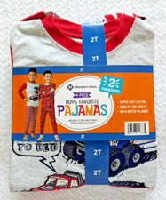 Members Mark Boys Favorite Trucks 2 Tops  2 Bottoms Pajamas Set Size 2T 