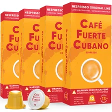 Cafe Fuerte Cubano, Espresso Pods, Nespresso Original Line Compatible Capsules 