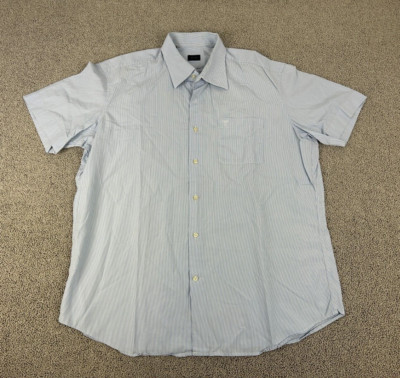 Joop Herren Hemd kurzarm Größe  44 / 17 1/2 blau gestreift  #103