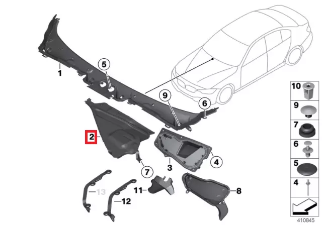 New Genuine BMW 3 4 Series F30 F31 F34 F36 Grand Cowl Panel Cover 