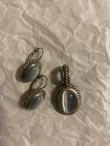 Vintage Earrings STERLING SILVER Pierced Dangle M… - image 1