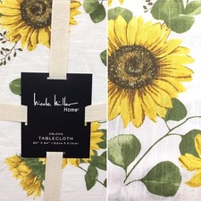 Nicole Miller Yellow Sunflower Tablecloth 60x84 Cotton Fall Farmhouse Decor NEW