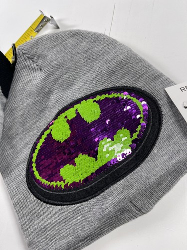 DC Comics Batman Youth Sequin Beanie Hat Reversible With Gloves Kids - Picture 3 of 8