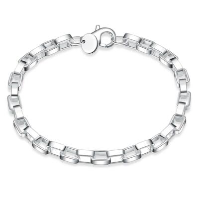 925 Sterling Silver Charm Round Bangle Women's Fashion Bracelet DLH203