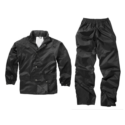 Wasserdicht Jacke Hose Regenmantel Wandern Camping Regenschutz Hosenanzug Set Schwarz