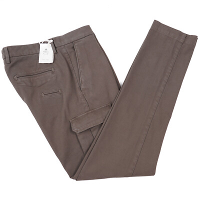 Luigi Borrelli Brown Twill Cotton Pants with Cargo Pockets 33 (Eu 50) NWT