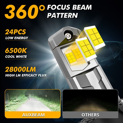 AUXBEAM Canbus H13 9008 LED Headlight Bulbs High Low Beam Super Bright 28000LM - Picture 4 of 12