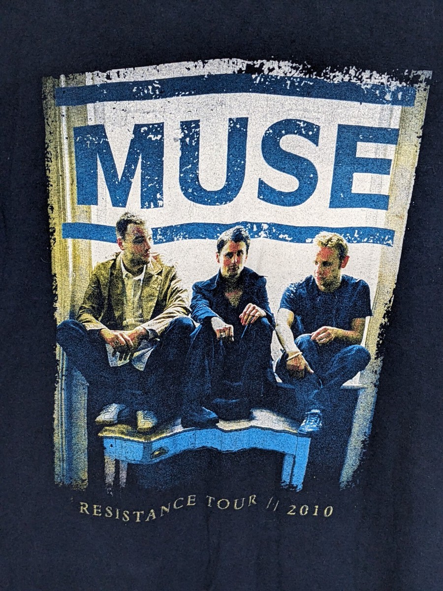 RARE 2010 Muse Resistance Tour Dates 2-Sided Band Shirt Promo Alt