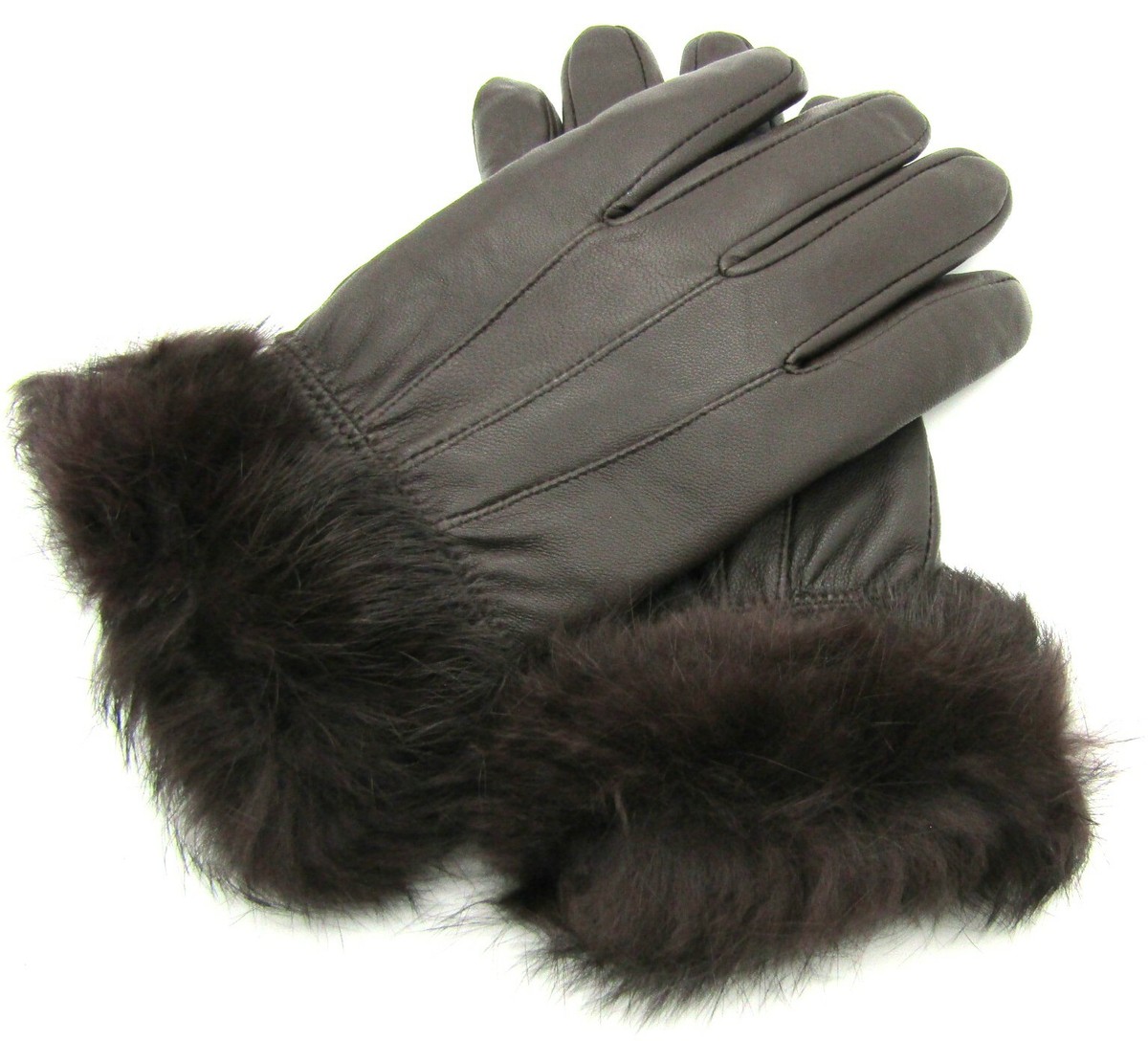 Gants D'hiver Femme - Cuir Doux Avec Bordure Fausse Fourrure, Doublure Polaire