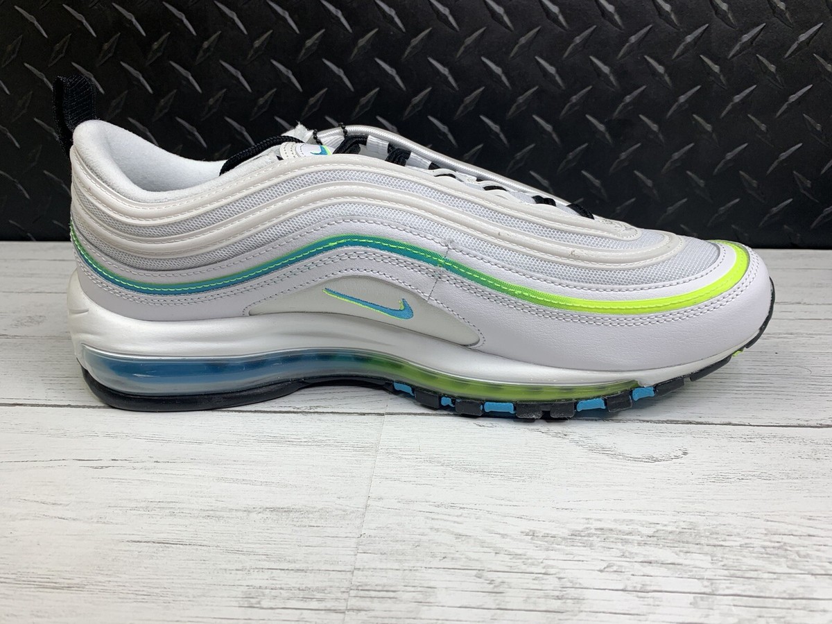 Nike Air Max 97 Worldwide Mens Size 10 White/Blue Fury/Black 