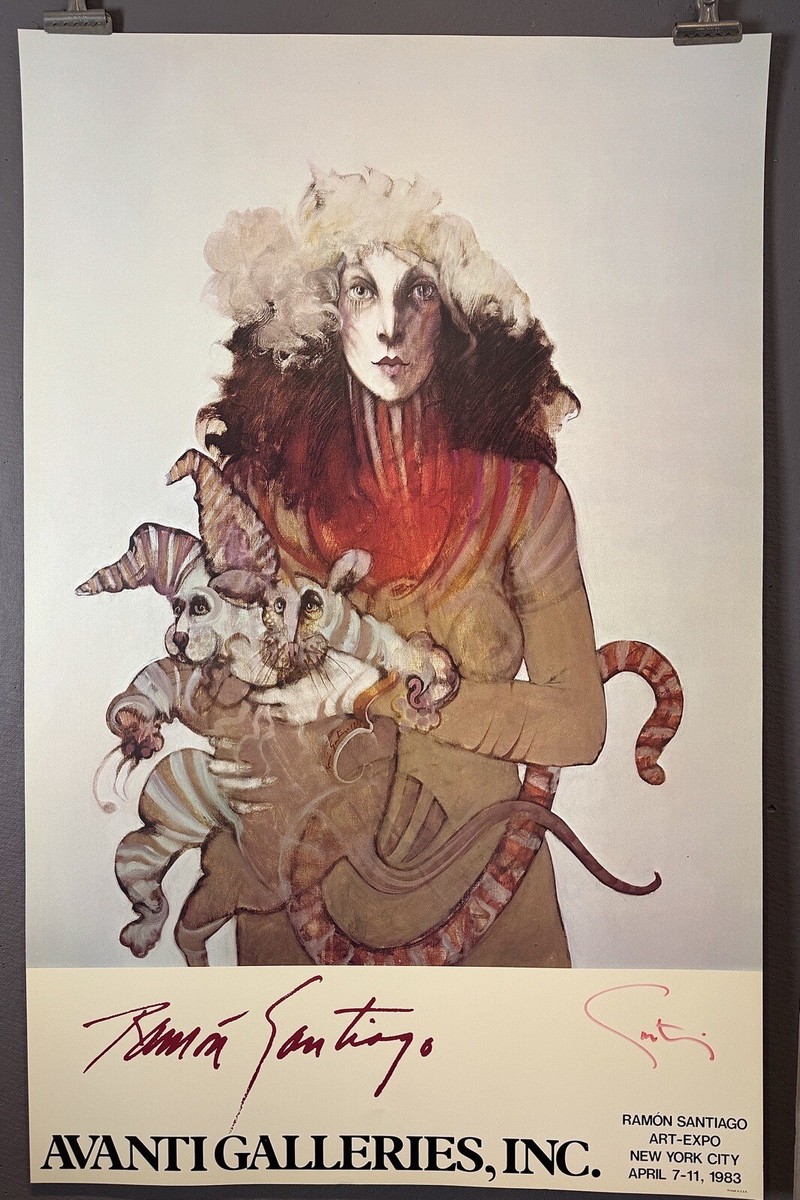 Ramon Santiago, Avanti Galleries, Art Expo 1983, Hand-Signed (red