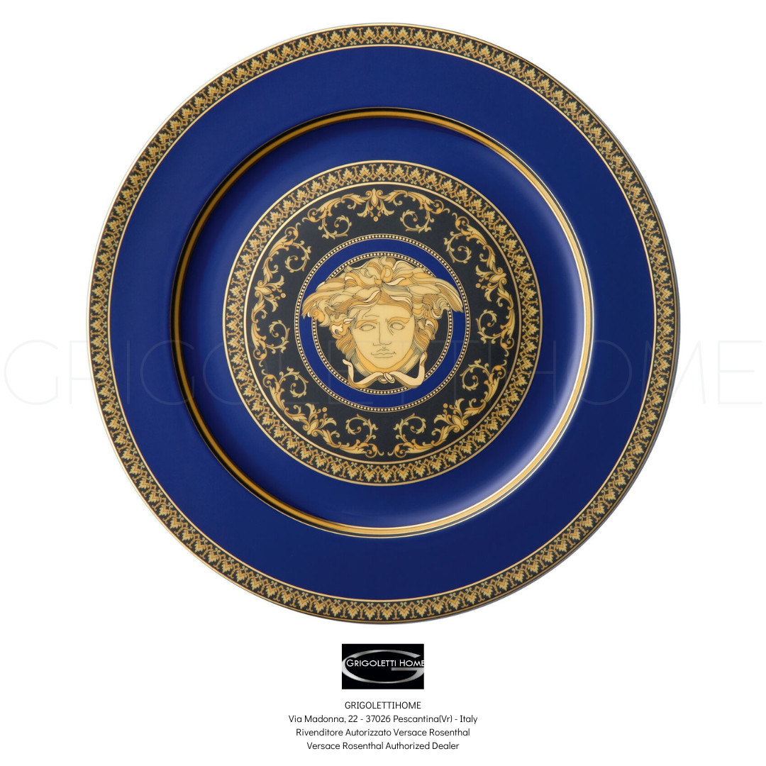 Versace Rosenthal Medusa Blue Round Porcelain Underplate 30 cm - Retailer