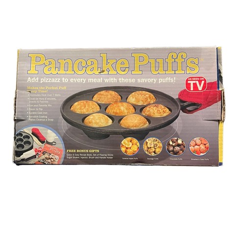 Cast Iron 7 Pancake Puffs Pan, As Seen on TV NonStick eBay