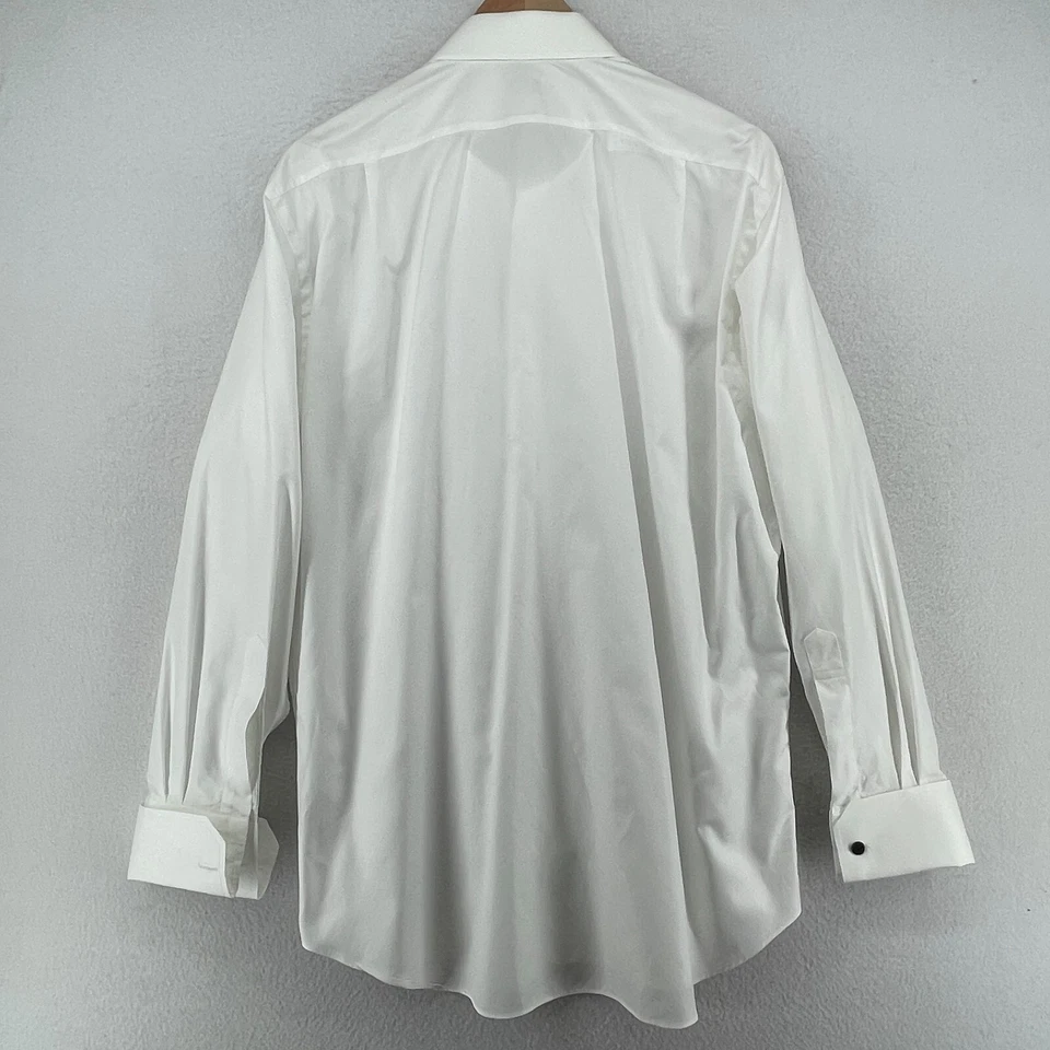 ASCOT CHANG Shirt Mens 17.5/34 THOMAS MASON Button Up French Cuff Monogram White - Image 2 of 4