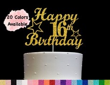 16th Birthday Cake Topper 20 COLORS Double Side Glitter  Birthday Decorations