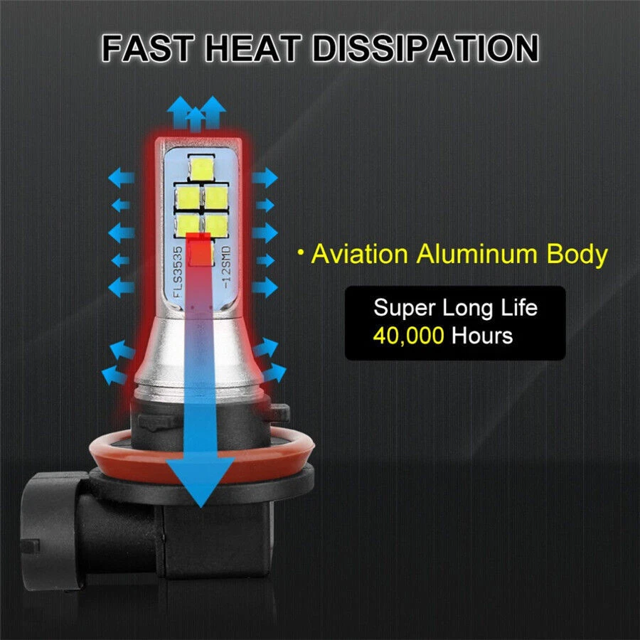 Par H8 H11 6000K Blanco Ronroneo 36W LED Flash Estroboscópico Luz Antiniebla Bombilla DRL Foto 4 de 4