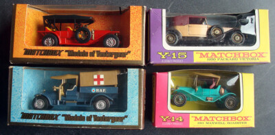 Selection: Matchbox MOY Y-9 Y-13 Y-14 Y-15   all mint in blister boxes MIB