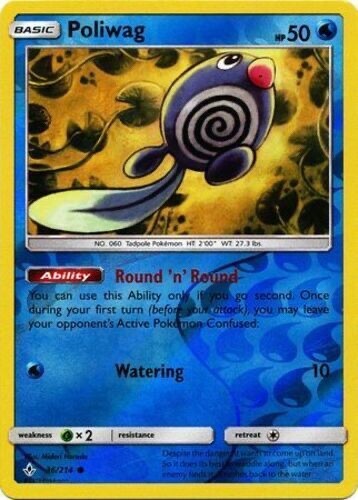 Pokemon -  Poliwag - 36/214 - Reverse Holo  -Unbroken Bonds - NM/M