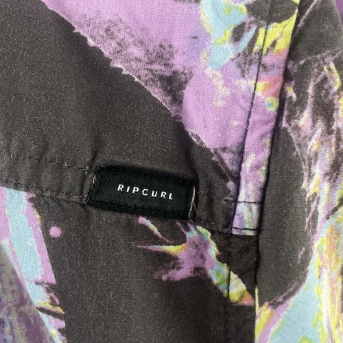 Rip Curl Short Sleeve Shirt Men Size Large Charcoal Floral Casual Dress - Picture 8 of 10