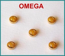 5 five Original OMEGA Watch Crowns GOLD PLATED - N.O.S. - 4 mm - STEM: 0.90