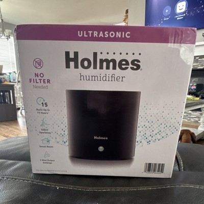 Holmes Ultrasonic Humidifier Tabletop Black No Filter Silent 2 Mist Settings