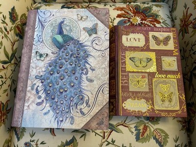 2 Beautiful Punch Studio Book Boxes Peacock Butterfly