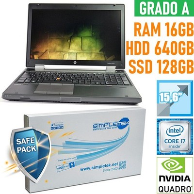HP EliteBook 8570W Workstation i7 3720QM 15,6'' NVIDIA 16GB RAM 640GB + 128GB SSD